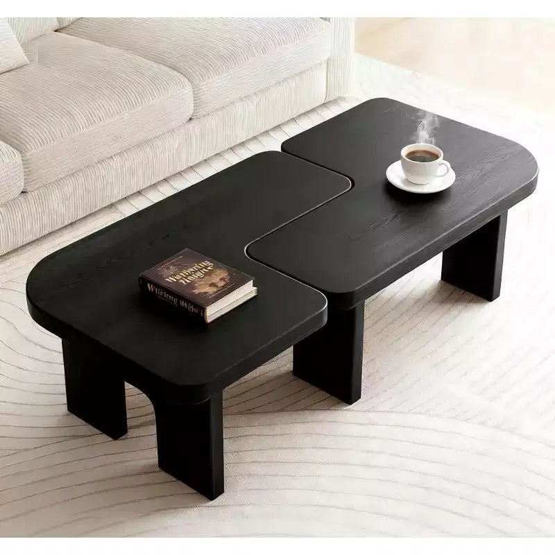 Ensemble de 2 tables basses gigognes, tables centrales et d'appoint modernes pour salon, noir