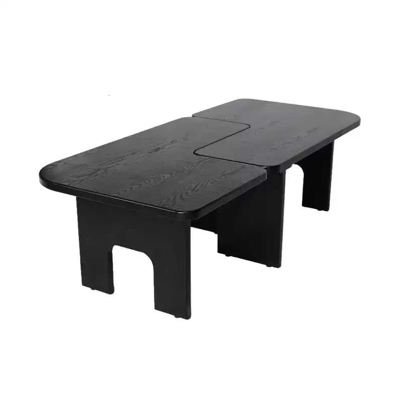 Ensemble de 2 tables basses gigognes, tables centrales et d'appoint modernes pour salon, noir