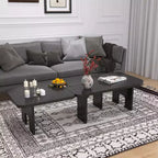 Ensemble de 2 tables basses gigognes, tables centrales et d'appoint modernes pour salon, noir