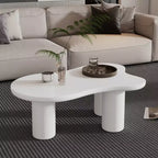 Cloud Coffee Table with Ball Legs, Modern Irregular Center Table for Living Room, White