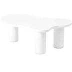 Table basse nuage avec pieds sphériques, Table basse centrale irrégulière et moderne pour salon, Blanc