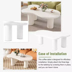 Table basse nuage avec pieds sphériques, Table basse centrale irrégulière et moderne pour salon, Blanc