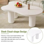 Table basse nuage avec pieds sphériques, Table basse centrale irrégulière et moderne pour salon, Blanc