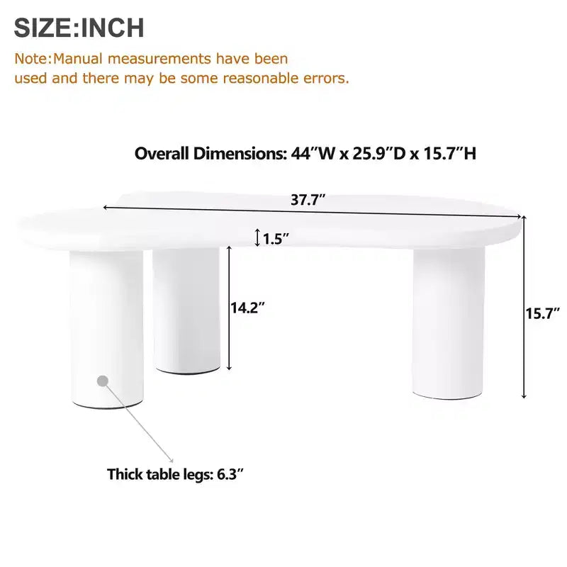 Table basse nuage avec pieds sphériques, Table basse centrale irrégulière et moderne pour salon, Blanc