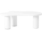 Table basse nuage avec pieds sphériques, Table basse centrale irrégulière et moderne pour salon, Blanc