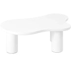 Table basse nuage avec pieds sphériques, Table basse centrale irrégulière et moderne pour salon, Blanc