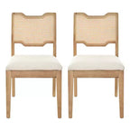 Christopher Knight Home Lea Chaises de salle à manger en bois d'hévéa et rotin rembourrées (Lot de 2)