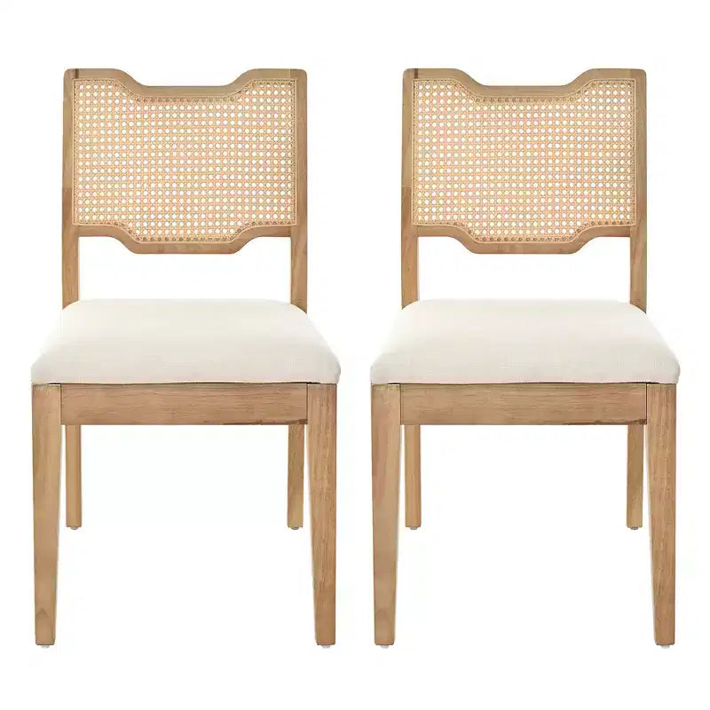 Christopher Knight Home Lea Chaises de salle à manger en bois d'hévéa et rotin rembourrées (Lot de 2)