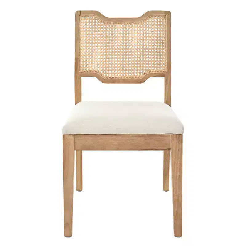 Christopher Knight Home Lea Chaises de salle à manger en bois d'hévéa et rotin rembourrées (Lot de 2)