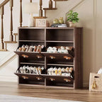 Commode Meuble à chaussures avec 6/4/3 tiroirs basculants, meuble à chaussures fin et discret avec étagères réglables et poignées diamant, meuble d'entrée autoportant