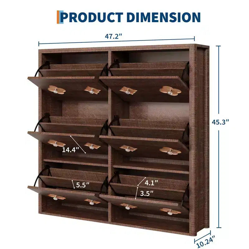 Commode Meuble à chaussures avec 6/4/3 tiroirs basculants, meuble à chaussures fin et discret avec étagères réglables et poignées diamant, meuble d'entrée autoportant