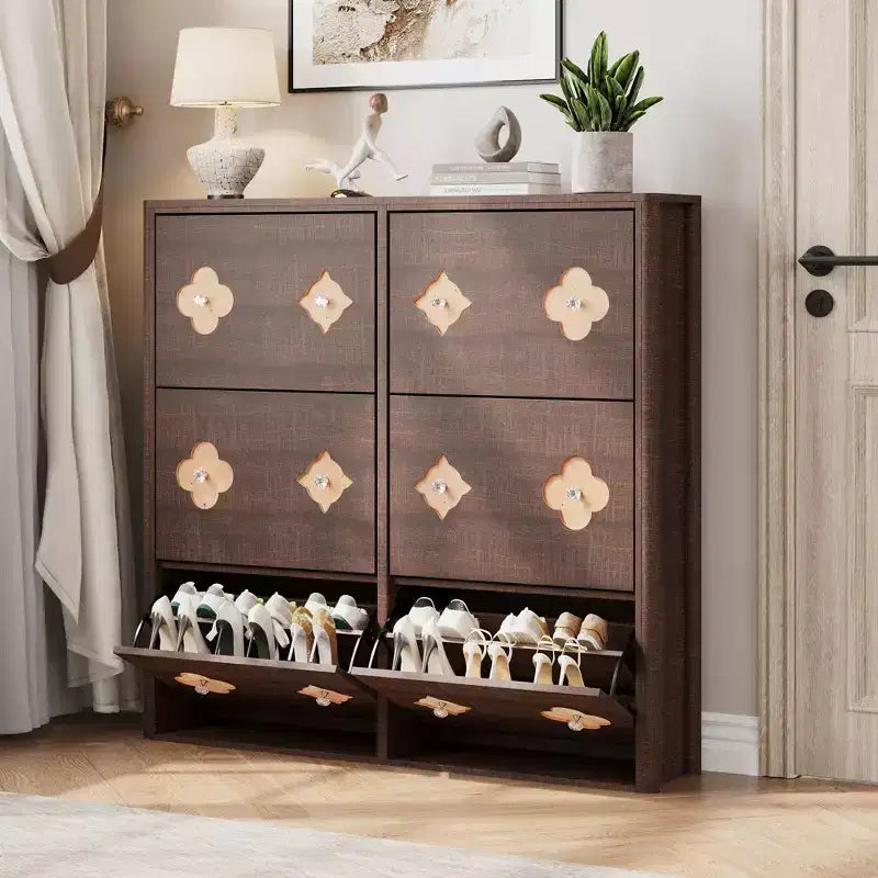 Commode Meuble à chaussures avec 6/4/3 tiroirs basculants, meuble à chaussures fin et discret avec étagères réglables et poignées diamant, meuble d'entrée autoportant