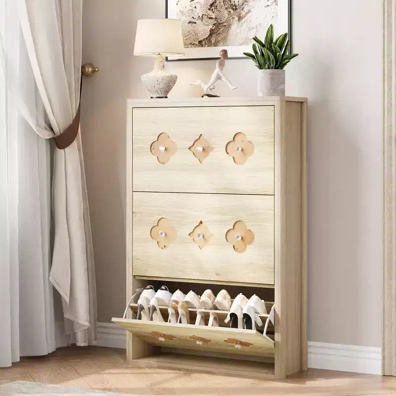 Commode Meuble à chaussures avec 6/4/3 tiroirs basculants, meuble à chaussures fin et discret avec étagères réglables et poignées diamant, meuble d'entrée autoportant