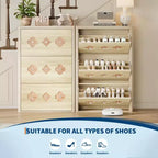 Commode Meuble à chaussures avec 6/4/3 tiroirs basculants, meuble à chaussures fin et discret avec étagères réglables et poignées diamant, meuble d'entrée autoportant
