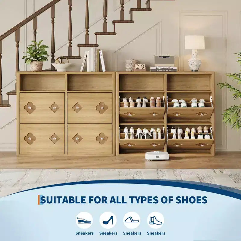 Commode Meuble à chaussures avec 6/4/3 tiroirs basculants, meuble à chaussures fin et discret avec étagères réglables et poignées diamant, meuble d'entrée autoportant