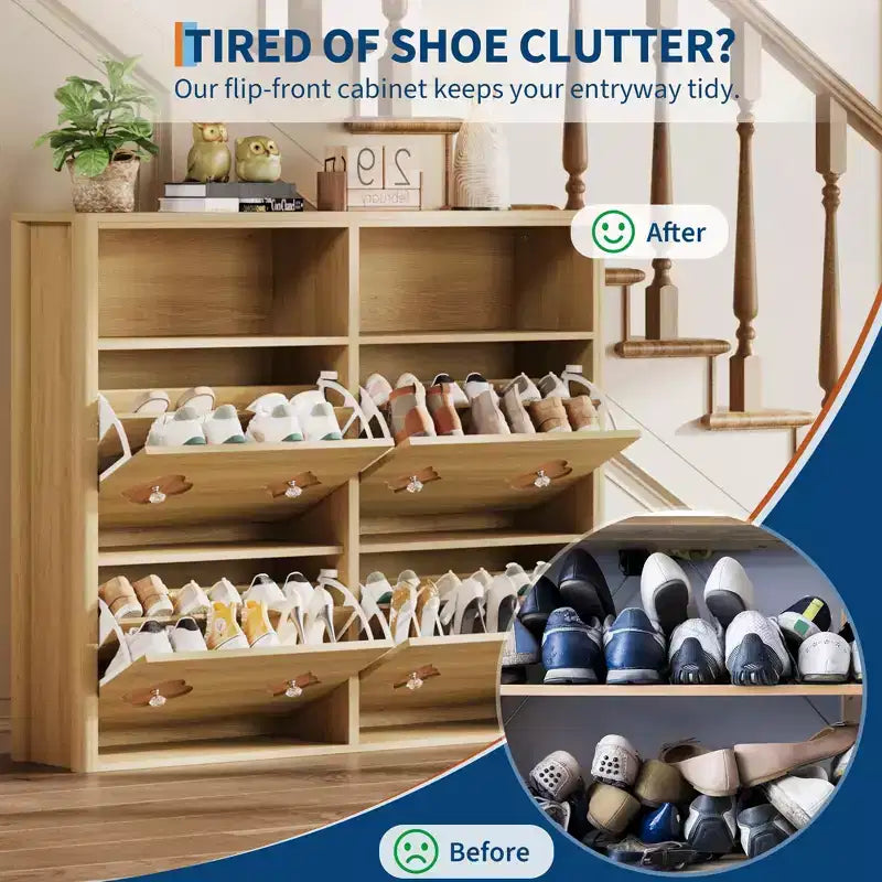 Commode Meuble à chaussures avec 6/4/3 tiroirs basculants, meuble à chaussures fin et discret avec étagères réglables et poignées diamant, meuble d'entrée autoportant