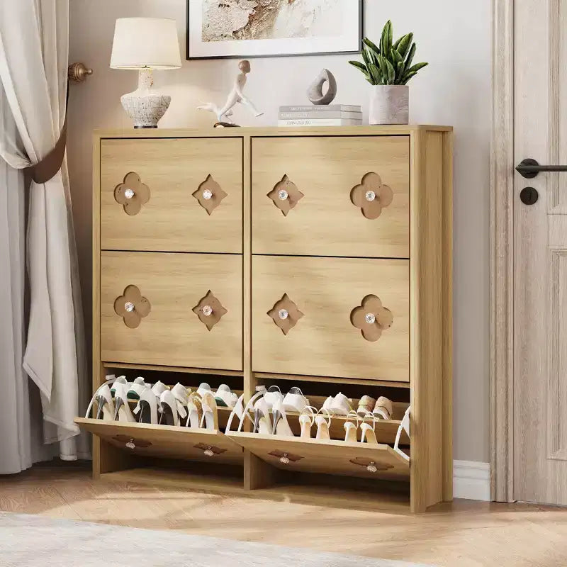 Commode Meuble à chaussures avec 6/4/3 tiroirs basculants, meuble à chaussures fin et discret avec étagères réglables et poignées diamant, meuble d'entrée autoportant