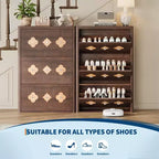 Commode Meuble à chaussures avec 6/4/3 tiroirs basculants, meuble à chaussures fin et discret avec étagères réglables et poignées diamant, meuble d'entrée autoportant