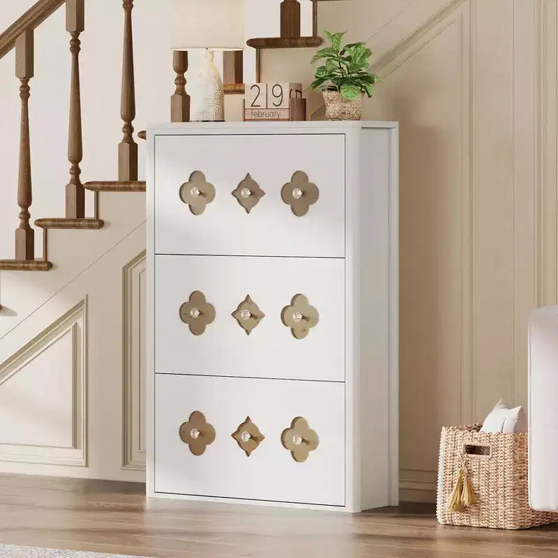 Commode Meuble à chaussures avec 6/4/3 tiroirs basculants, meuble à chaussures fin et discret avec étagères réglables et poignées diamant, meuble d'entrée autoportant