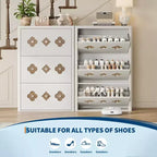 Commode Meuble à chaussures avec 6/4/3 tiroirs basculants, meuble à chaussures fin et discret avec étagères réglables et poignées diamant, meuble d'entrée autoportant