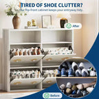 Commode Meuble à chaussures avec 6/4/3 tiroirs basculants, meuble à chaussures fin et discret avec étagères réglables et poignées diamant, meuble d'entrée autoportant