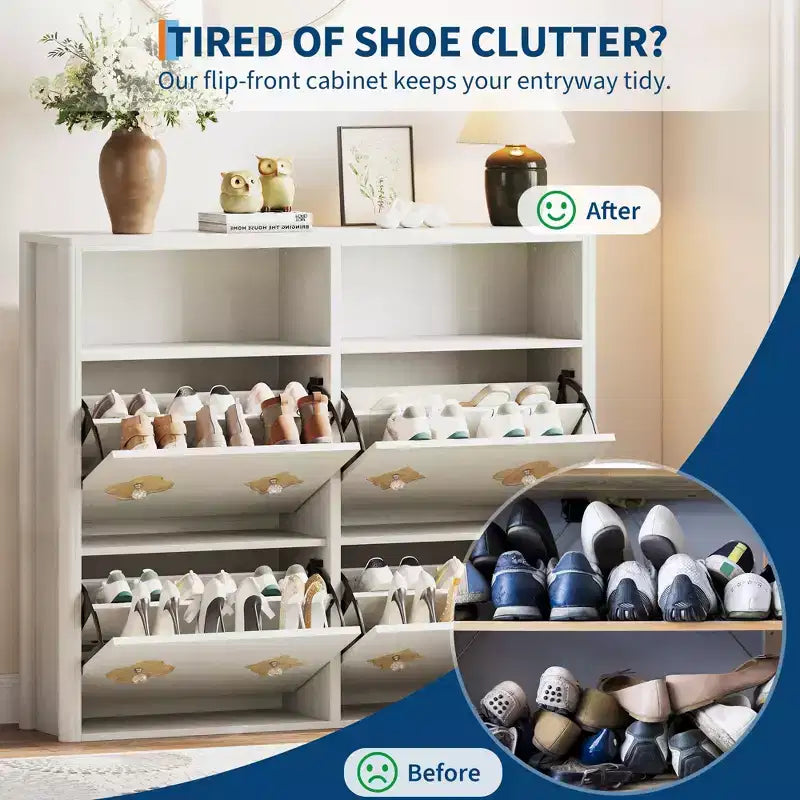 Commode Meuble à chaussures avec 6/4/3 tiroirs basculants, meuble à chaussures fin et discret avec étagères réglables et poignées diamant, meuble d'entrée autoportant