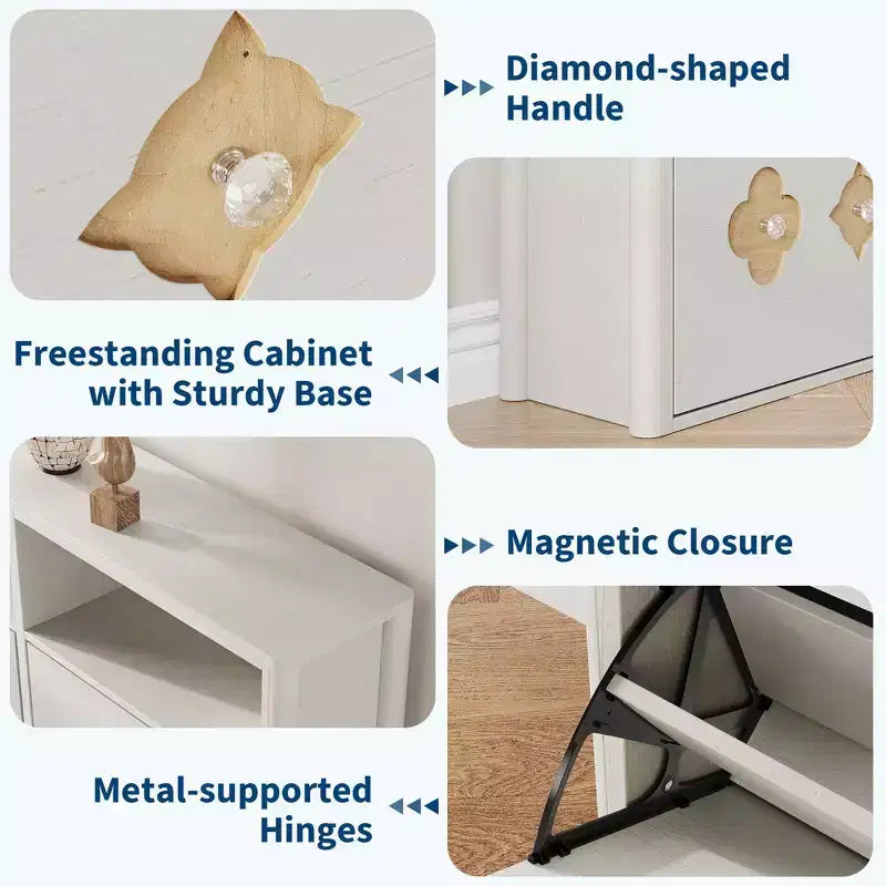 Commode Meuble à chaussures avec 6/4/3 tiroirs basculants, meuble à chaussures fin et discret avec étagères réglables et poignées diamant, meuble d'entrée autoportant