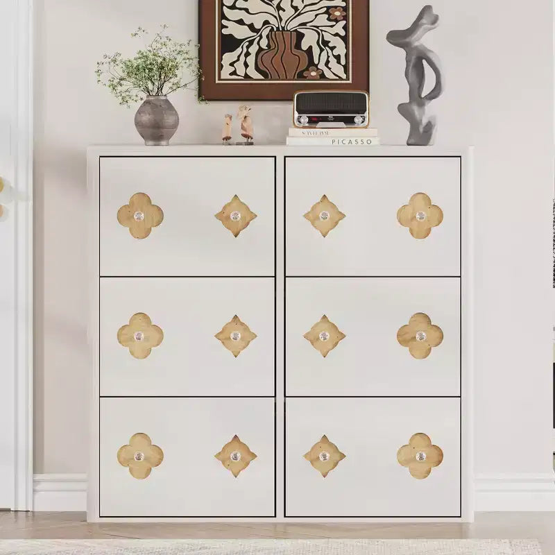 Commode Meuble à chaussures avec 6/4/3 tiroirs basculants, meuble à chaussures fin et discret avec étagères réglables et poignées diamant, meuble d'entrée autoportant