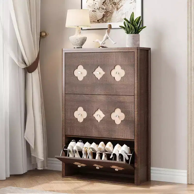 Commode Meuble à chaussures avec 6/4/3 tiroirs basculants, meuble à chaussures fin et discret avec étagères réglables et poignées diamant, meuble d'entrée autoportant