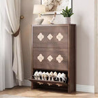 Commode Meuble à chaussures avec 6/4/3 tiroirs basculants, meuble à chaussures fin et discret avec étagères réglables et poignées diamant, meuble d'entrée autoportant