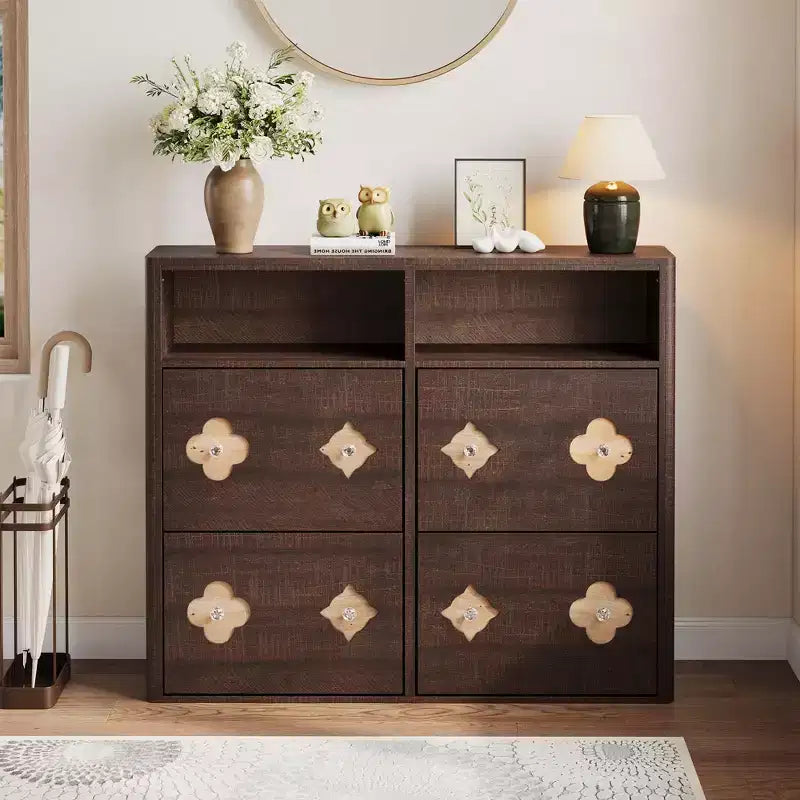 Commode Meuble à chaussures avec 6/4/3 tiroirs basculants, meuble à chaussures fin et discret avec étagères réglables et poignées diamant, meuble d'entrée autoportant