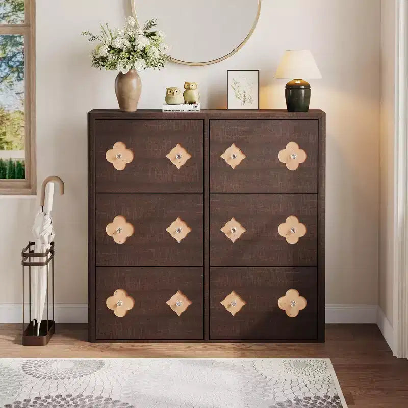 Commode Meuble à chaussures avec 6/4/3 tiroirs basculants, meuble à chaussures fin et discret avec étagères réglables et poignées diamant, meuble d'entrée autoportant