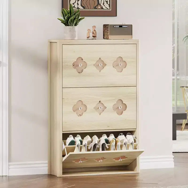 Commode Meuble à chaussures avec 6/4/3 tiroirs basculants, meuble à chaussures fin et discret avec étagères réglables et poignées diamant, meuble d'entrée autoportant