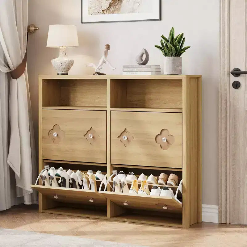 Commode Meuble à chaussures avec 6/4/3 tiroirs basculants, meuble à chaussures fin et discret avec étagères réglables et poignées diamant, meuble d'entrée autoportant