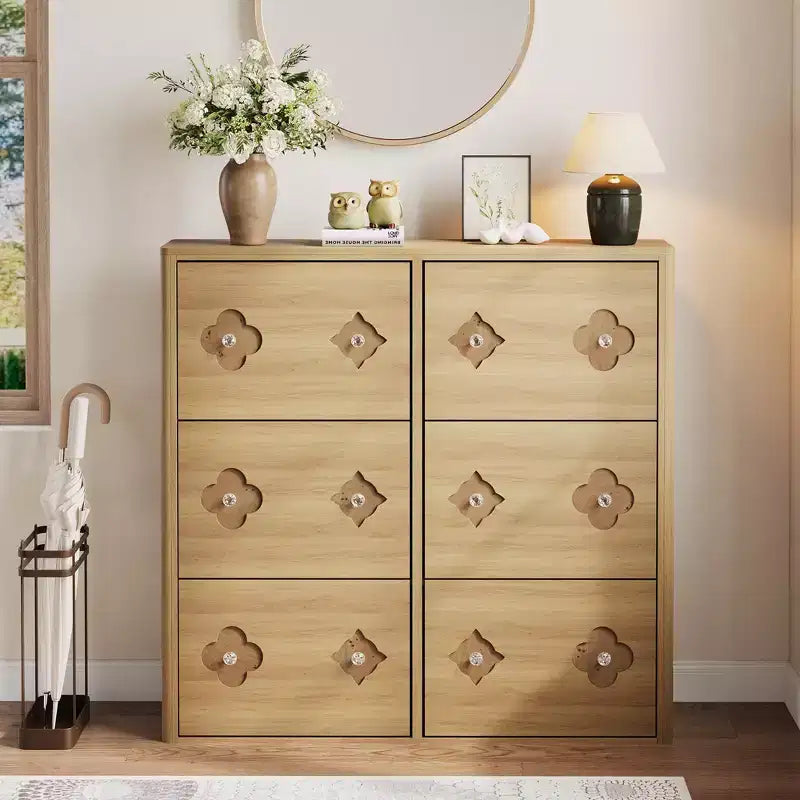 Commode Meuble à chaussures avec 6/4/3 tiroirs basculants, meuble à chaussures fin et discret avec étagères réglables et poignées diamant, meuble d'entrée autoportant