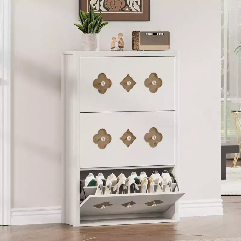 Commode Meuble à chaussures avec 6/4/3 tiroirs basculants, meuble à chaussures fin et discret avec étagères réglables et poignées diamant, meuble d'entrée autoportant