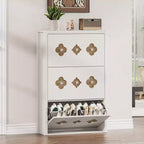 Commode Meuble à chaussures avec 6/4/3 tiroirs basculants, meuble à chaussures fin et discret avec étagères réglables et poignées diamant, meuble d'entrée autoportant