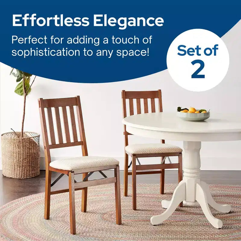 Chaises pliantes en bois Stackmore Arts and Craft avec sièges rembourrés, cerisier, lot de 2