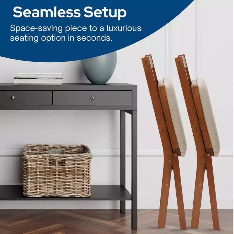 Chaises pliantes en bois Stackmore Arts and Craft avec sièges rembourrés, cerisier, lot de 2