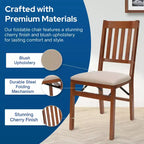 Chaises pliantes en bois Stackmore Arts and Craft avec sièges rembourrés, cerisier, lot de 2