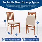 Chaises pliantes en bois Stackmore Arts and Craft avec sièges rembourrés, cerisier, lot de 2
