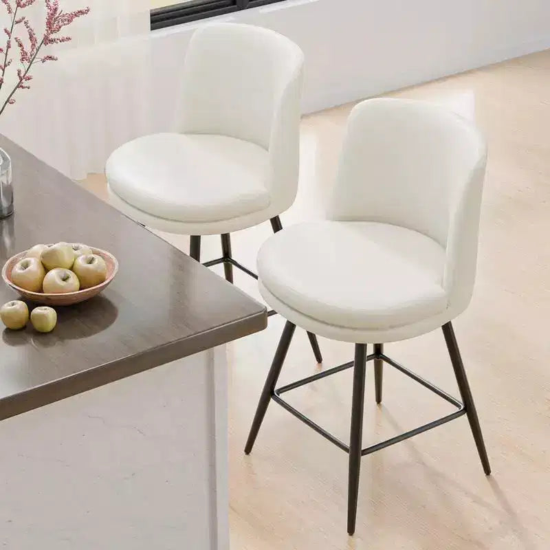 Tabouret de bar contemporain Karl Home pivotant, en cuir PU et de qualité durable