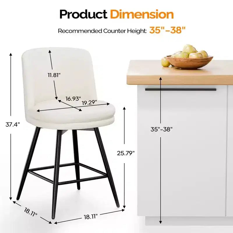 Tabouret de bar contemporain Karl Home pivotant, en cuir PU et de qualité durable