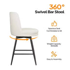 Tabouret de bar contemporain Karl Home pivotant, en cuir PU et de qualité durable