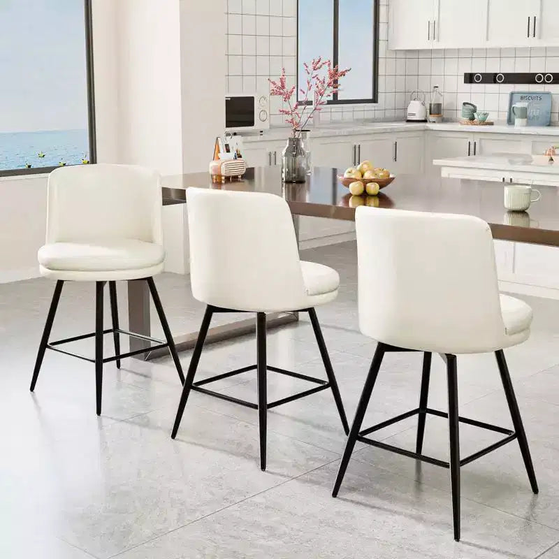 Tabouret de bar contemporain Karl Home pivotant, en cuir PU et de qualité durable