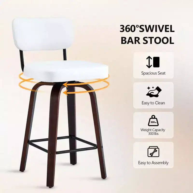 Tabourets de bar à hauteur de comptoir pivotants à 360°, ensemble de 2