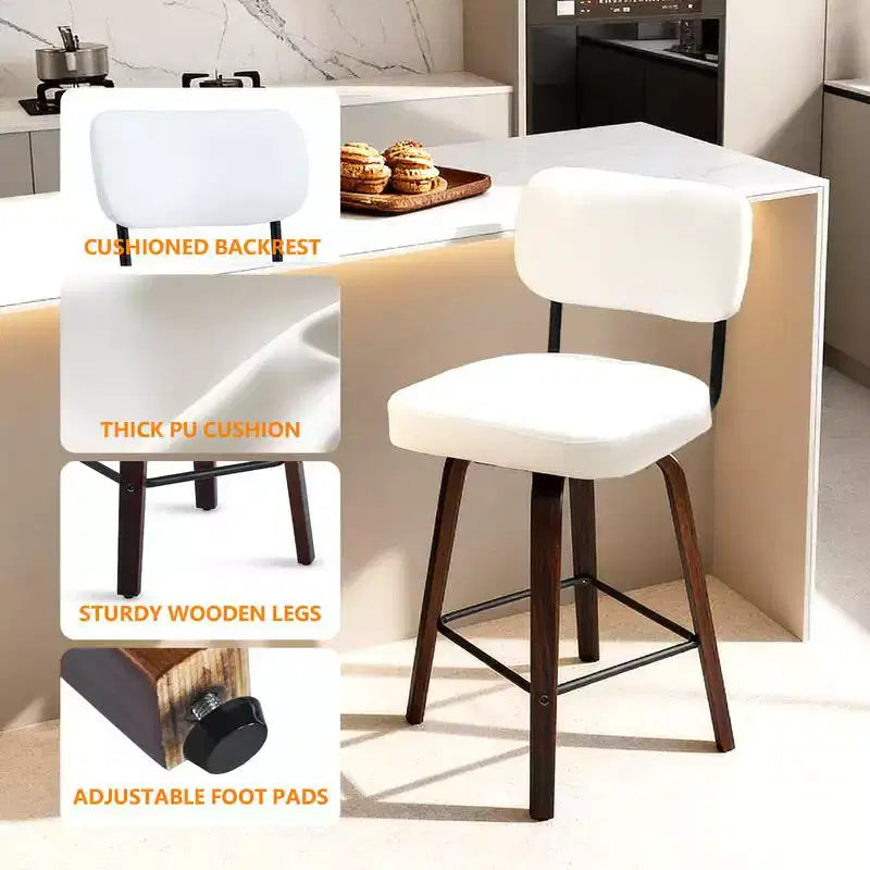 Tabourets de bar à hauteur de comptoir pivotants à 360°, ensemble de 2