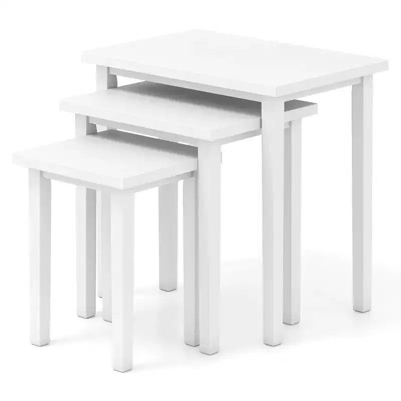 Costway 3 PCS Nesting End Tables Farmhouse Rectangle Side Table Set for Living Room