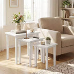 Lot de 3 tables d'appoint gigognes rectangulaires Costway style ferme pour salon