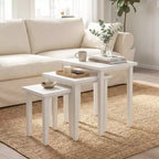 Lot de 3 tables d'appoint gigognes rectangulaires Costway style ferme pour salon